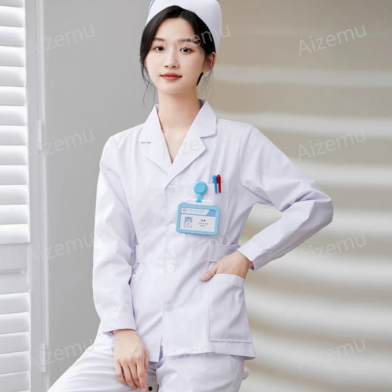 New White Long Sleeve Nurse Un - Medical Lab Logo recension och pris