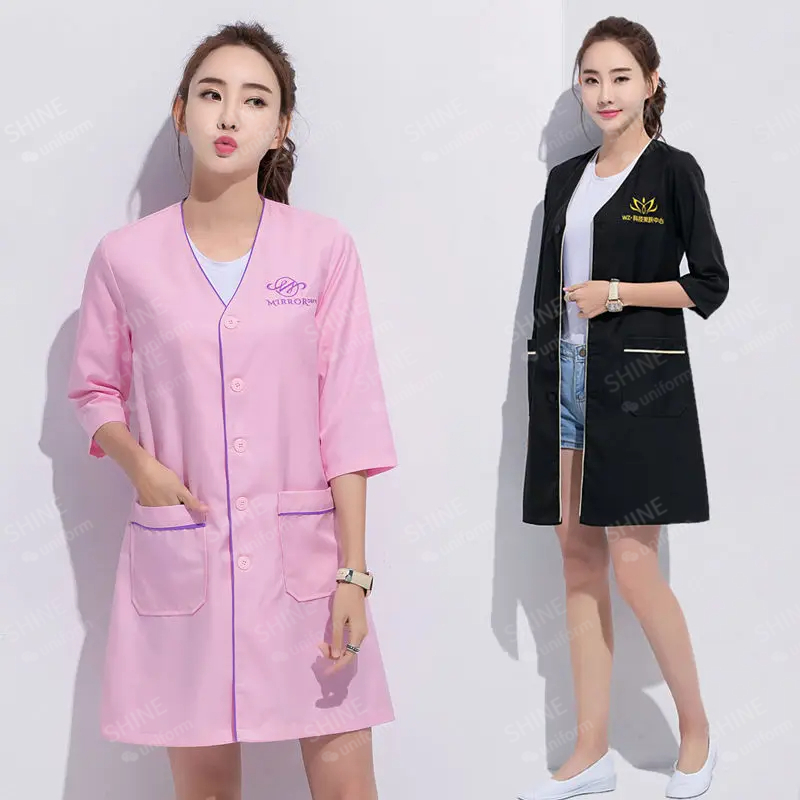 beauty uniform beautician Cust - Medical Lab Logo recension och pris